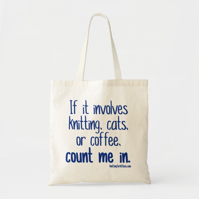 Tote Bag Tricot, chats ou café (Devant)