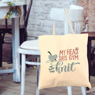Tote Bag Tricot Citation Ma Tête Dit Gym Mon Coeur Dit Knit