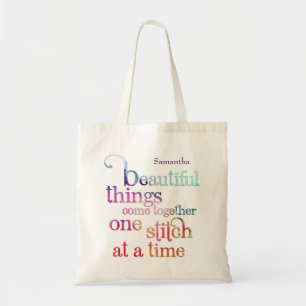 Tote Bag Tricot Coudre de belles choses Aquarelle Citation