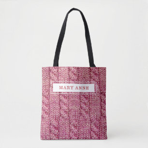 Tote Bag tricot rose personnalisé