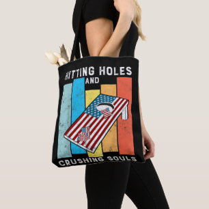 Tote Bag Tricoter des trous Épaules Retro Cornhole