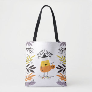 Tote Bag Tricoter ou traiter l'Halloween du maïs bonbon S