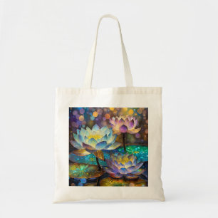 Tote Bag Trio de fleurs de lotus lumineuses