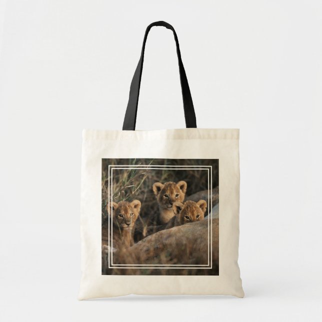 Tote Bag Trio de lionceaux avec leur mère (Devant)