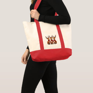 Tote Bag Trio de rennes de Noël mignon avec des carreaux