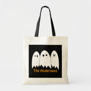Tote Bag Trio fantôme blanc Halloween tour de bonbons ou r