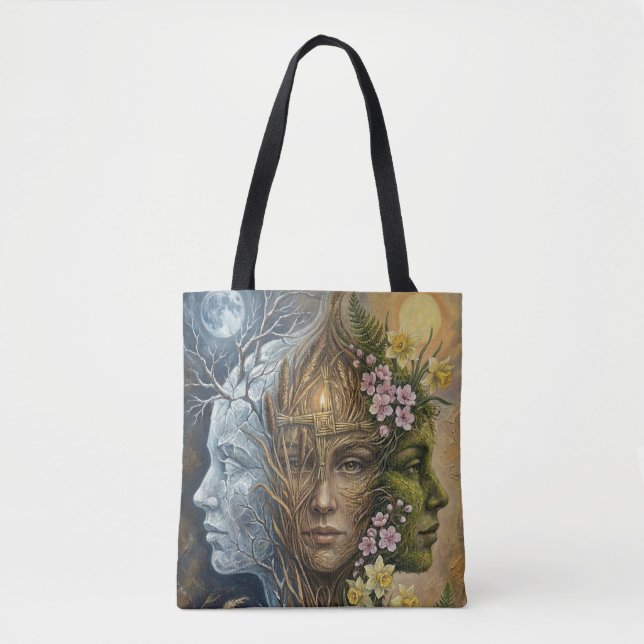 Tote Bag Triple Goddess Winter to Spring Imbolc Fantasy Art (Devant)