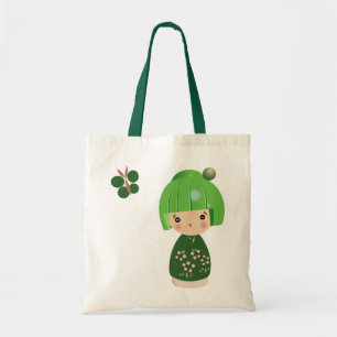 Tote Bag Triplet vert Fourre-tout de Kokeshi