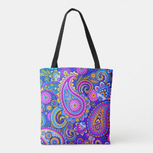 Tote Bag Trippy Hippy Retro Paisley