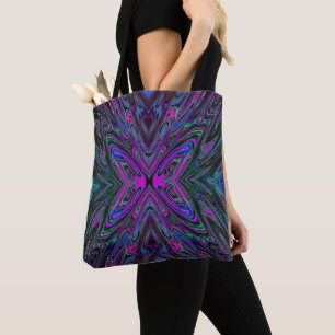 Tote Bag Trippy Magenta, Bleu et Vert Papillon Abstrait