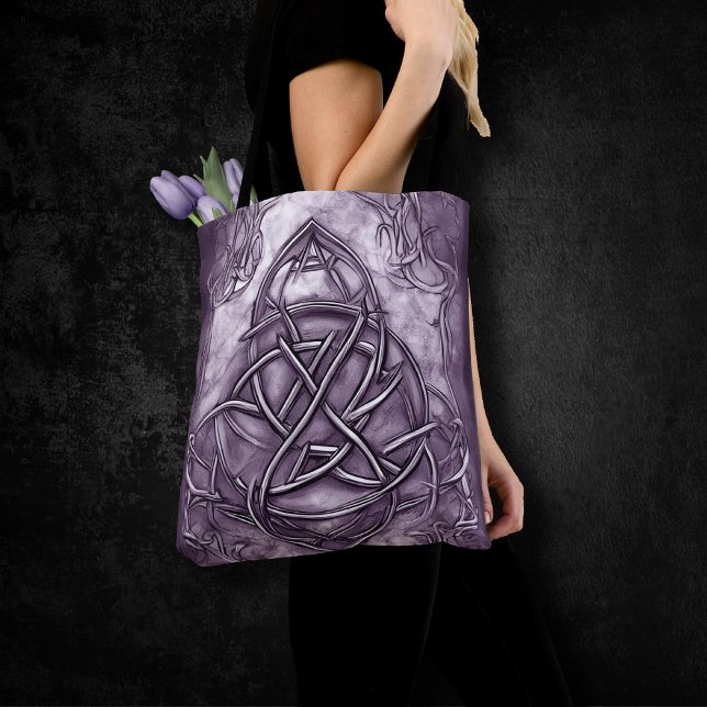 Tote Bag Triquetra Trinity Knot Lavender Purple Faux Métal (Créateur téléchargé)