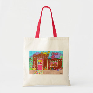 Tote Bag Trois chats à la maison de pain d'épice Adobe