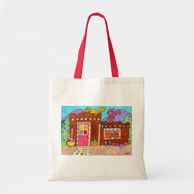 Tote Bag Trois chats à la maison de pain d'épice Adobe (Devant)