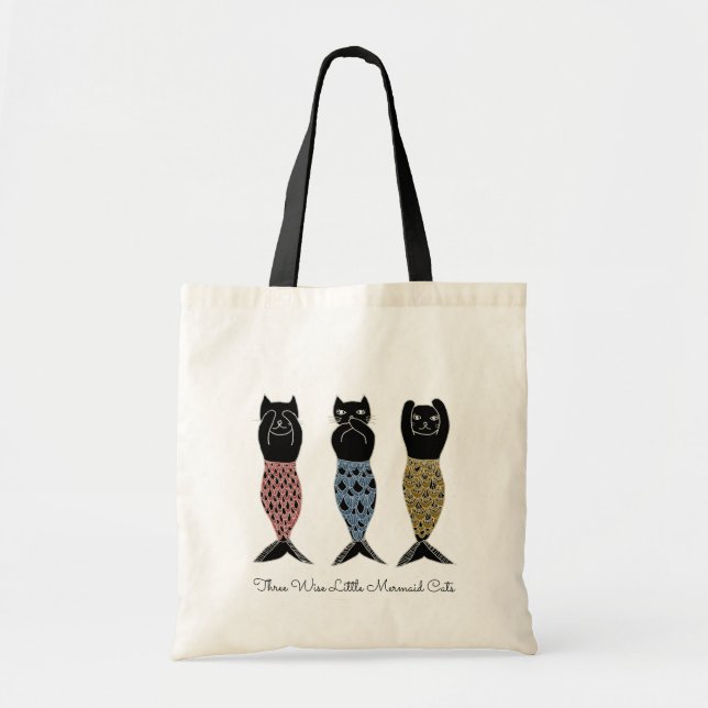 Tote Bag Trois chats sages de sirène (Devant)