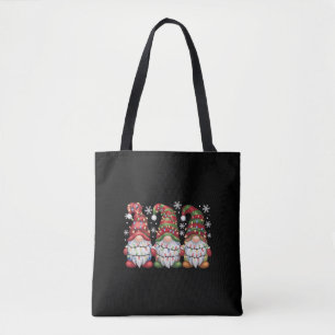 Tote Bag Trois Gnomes Carreaux Buffalo Rouge Noël