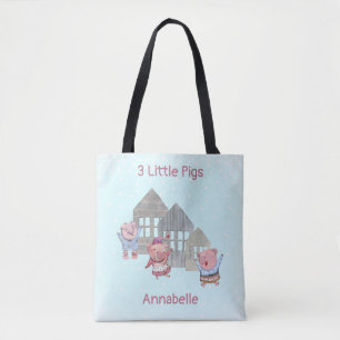Tote Bag Trois petits cochons avec leur maison Personnalisé