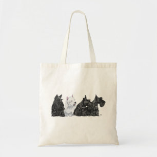 Tote Bag Trois Scotties curieux et un Westie