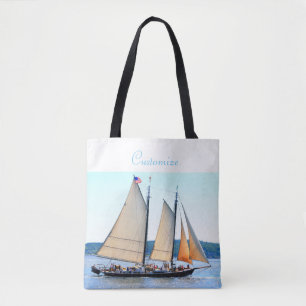 Tote Bag trois voiliers en bois
