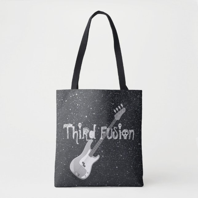 Tote Bag Troisième noir de guitare basse de fusion (Devant)
