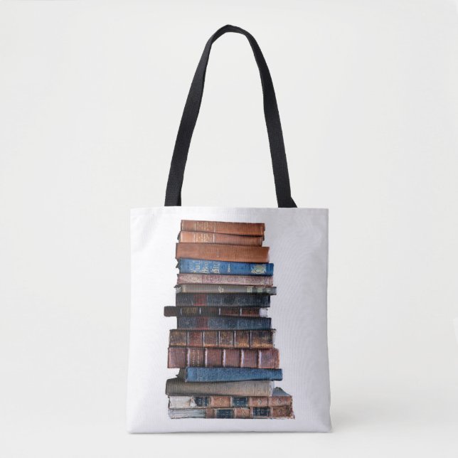Tote Bag Trop amateur de livres-Old Stack of Books avec cit (Devant)