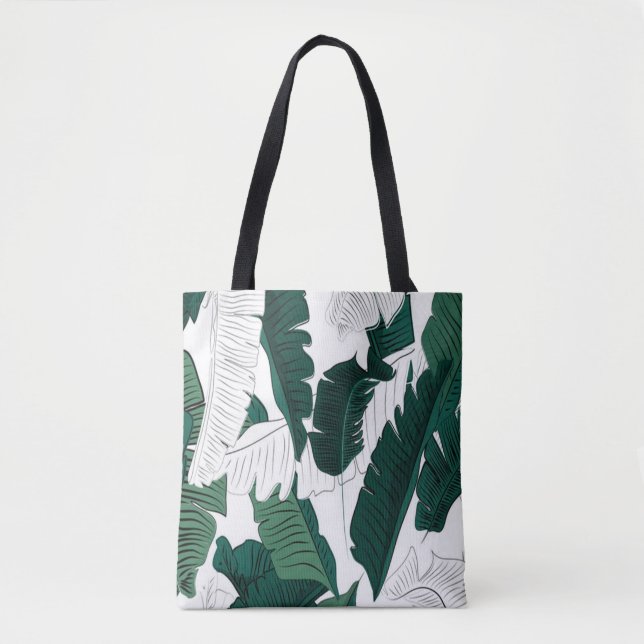 Tote Bag Tropical Banana Leaf Pattern Tote Bag: Dark Green  (Devant)