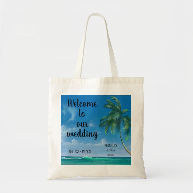 Tote Bag Tropical Beach Destination Wedding Welcome (Devant)