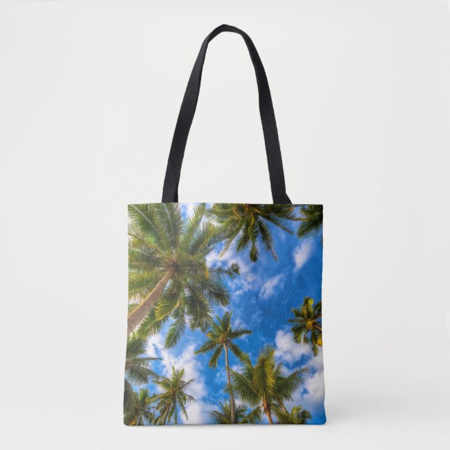 Tote Bag Tropical Beaches | Palm Trees on Blue Sky (Devant)
