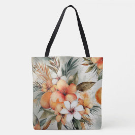 Tote Bag Tropical Bloom & Citrus Dream - Aquarelle