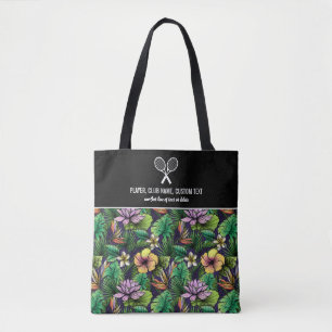 Tote Bag Tropical Floral Imprimer Tennis Racket Personnalis
