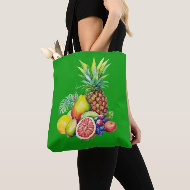 Tote Bag Tropical Fruit Collage (De près)