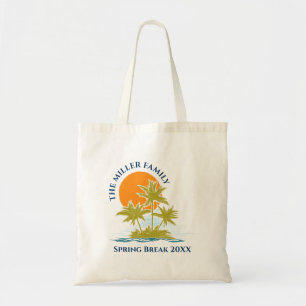 Tote Bag Tropical Palm Tree Beach Trip Sunset Cute Custom