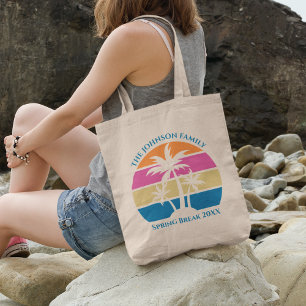 Tote Bag Tropical Palm Tree Beach Trip Sunset Cute Custom