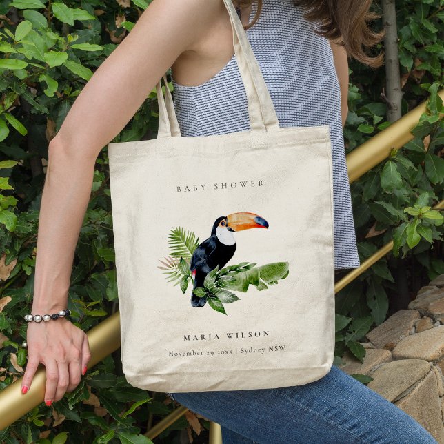 Tote Bag Tropical Rainforest Toucan Foliage Baby shower (Créateur téléchargé)