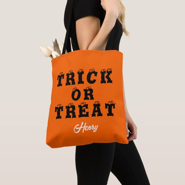 Tote Bag Trou ou traiter Orange Script moderne Halloween (De près)