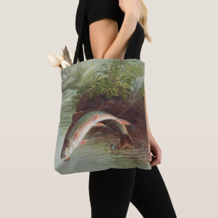 Tote Bag Truitelle de ruisseau sautant par S.A. Kilbourne P
