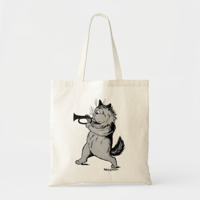 Tote Bag Trumpet Player (Trumpeter) Chat, Louis Wain (Devant)