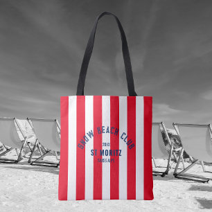 Tote Bag TSnow Beach Club Red Cabana Stripe hiver