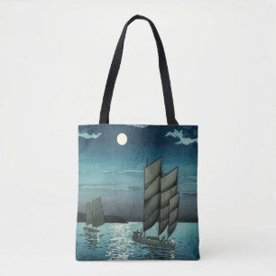 Tote Bag Tsuchiya Koitsu - Bateaux à Shinagawa, Nuit