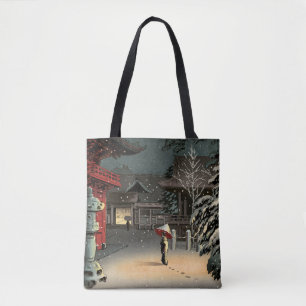 Tote Bag Tsuchiya Koitsu - Neige au temple de Nezu