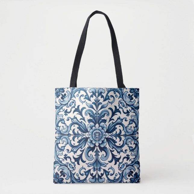 Tote Bag Tuile bleue portugaise (Devant)