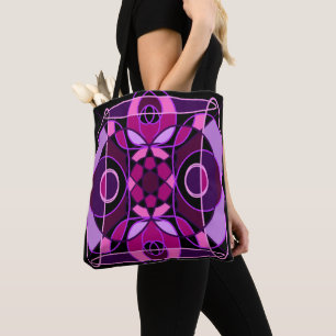 Tote Bag Tuile de mosaïque abstraite rose et violet