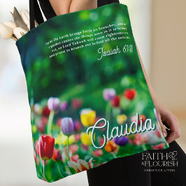 Tote Bag Tulip Flower Garden Bible Écriture