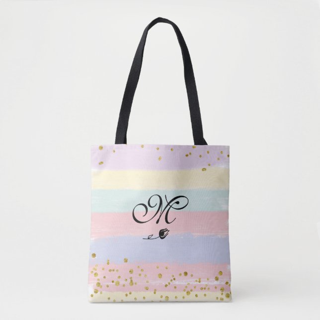 Tote Bag *~* Tulip Monogramme Doodle Gold Parties scintilla (Devant)
