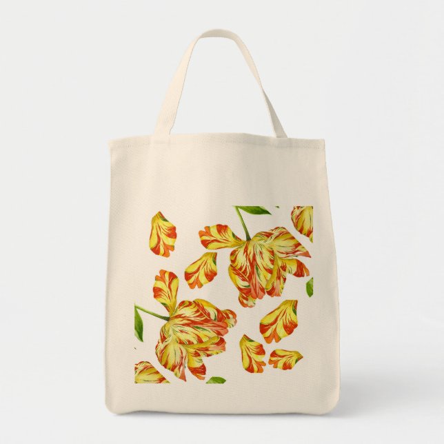 Tote Bag Tulipes de feu sur une Fourre-tout d'épicerie (Devant)