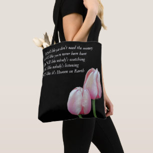 Tote Bag Tulipes Travail Amour Danse Vivre Citation Inspira