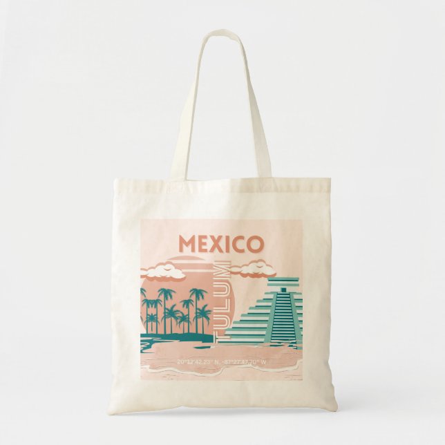 Tote Bag Tulum, Mexique, Art Voyage, Retro (Devant)