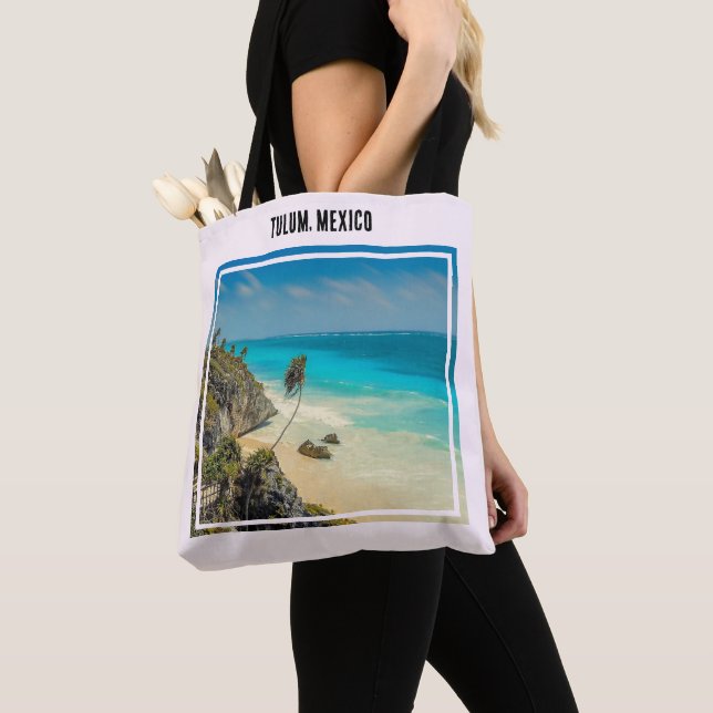 Tote Bag Tulum, Mexique Plage tropicale Paradise rose (De près)