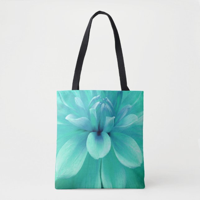 Tote Bag Turquoise fleur bleue (Devant)