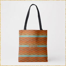 Tote Bag Turquoise géométrique et Abstrait orange