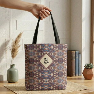 Tote Bag Turquoise, Jaune et Marron Mandalas Connectés 